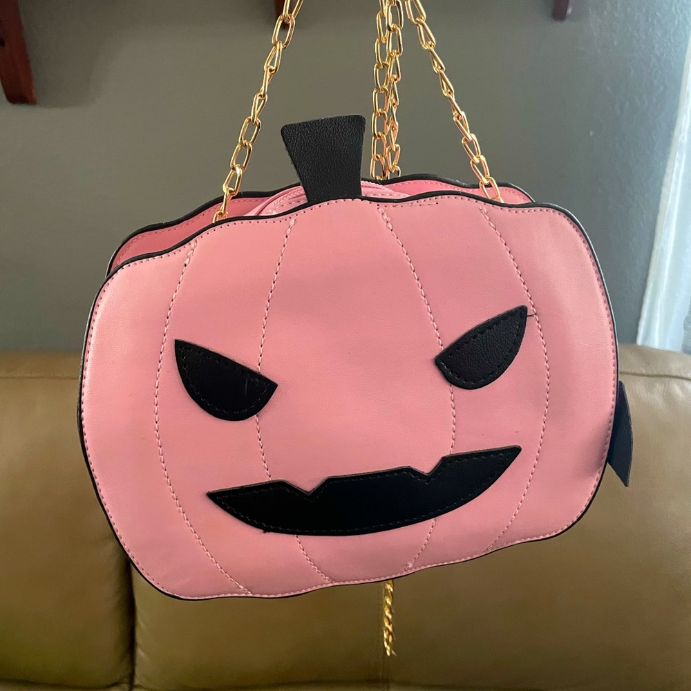 Pink Leather Pumpkin Bag
